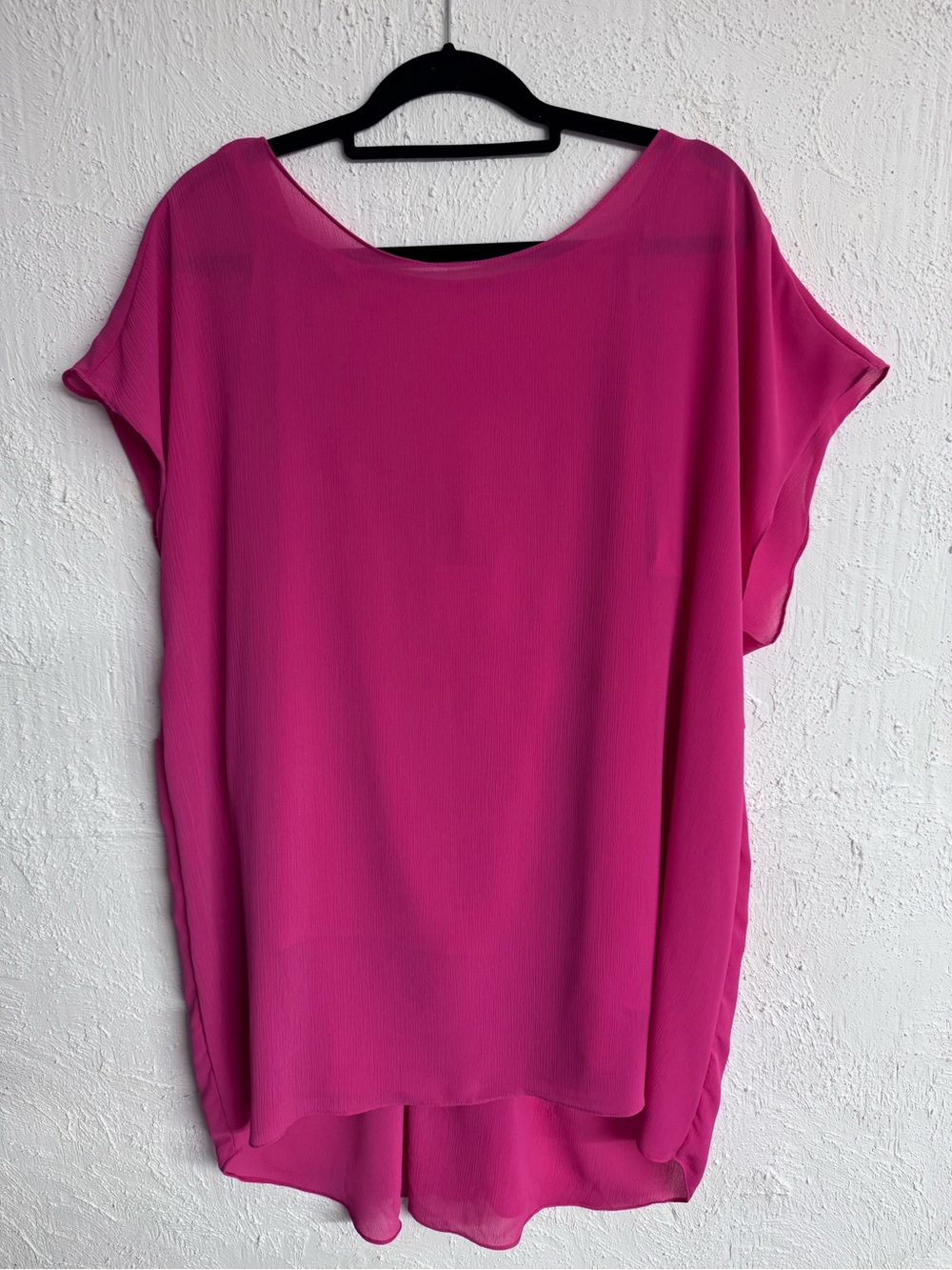 Women’s Nadine West L Love Fuchsia Pink Chiffon Open Back Overlay Tunic Blouse